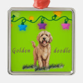 Goldendoodle Ornament op groen (Voorkant)