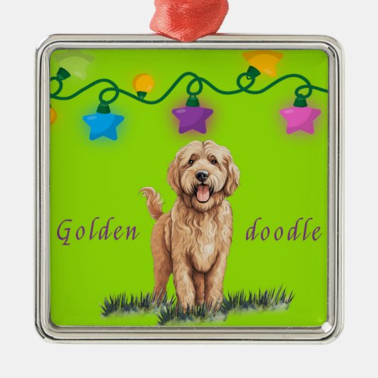 Goldendoodle Ornament op groen (Voorkant)