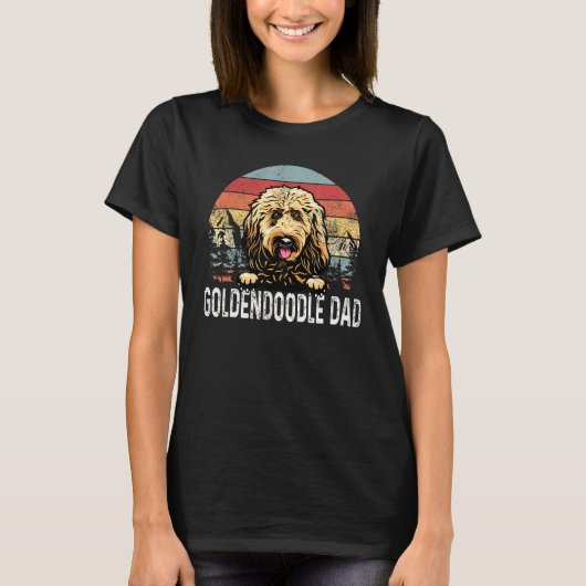  Goldendoodle Papa Retro Sunset Vaders Dag T-shirt (Voorkant)