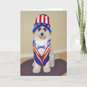 Goldendoodle patriotic card kaart
