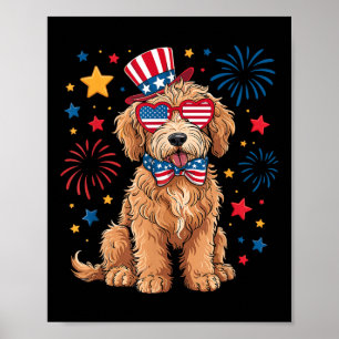 Goldendoodle Patriottisch 4 juli Golden Doodle D Poster