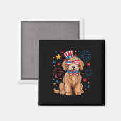 Goldendoodle Patriottisch 4 juli Gouden Doodle D Magneet (Voorkant / Achterkant)