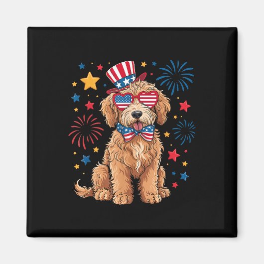 Goldendoodle Patriottisch 4 juli Gouden Doodle D Magneet (Voorkant)