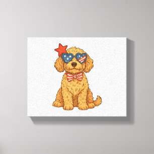 Goldendoodle Patriottische Cliparts Canvas Afdruk