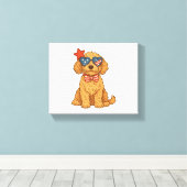 Goldendoodle Patriottische Cliparts Canvas Afdruk (Insitu (Houten vloer))