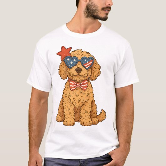 Goldendoodle Patriottische Cliparts T-shirt (Voorkant)