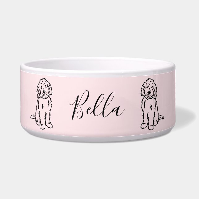 Goldendoodle Personalized Dog Water Bowl Voerbakje (Voorkant)