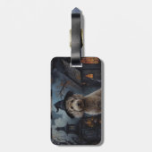 Goldendoodle pompoenen Halloween eng Bagagelabel (Achterkant verticaal)