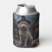 Goldendoodle pompoenen Halloween eng Blikjeskoeler (Blikje Voorkant)
