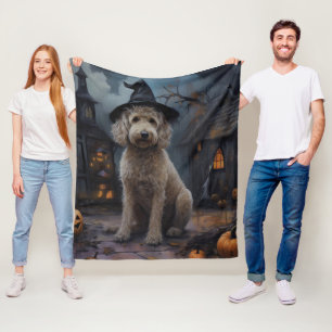 Goldendoodle pompoenen Halloween eng Fleece Deken