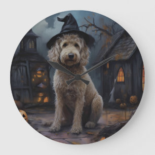 Goldendoodle pompoenen Halloween eng Grote Klok