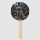 Goldendoodle pompoenen Halloween eng Handwaaier (Voorkant)