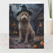 Goldendoodle pompoenen Halloween eng Kaart (Voorkant)