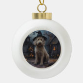Goldendoodle pompoenen Halloween eng Keramische Bal Ornament (Voorkant)