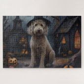 Goldendoodle pompoenen Halloween eng Legpuzzel (Horizontaal)