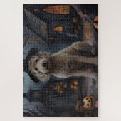 Goldendoodle pompoenen Halloween eng Legpuzzel (Verticaal)