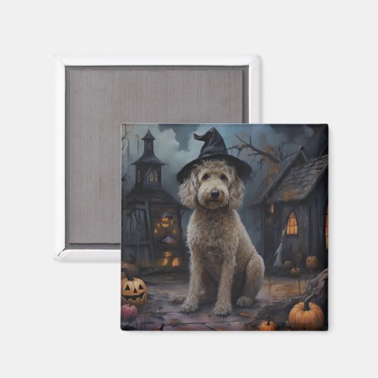 Goldendoodle pompoenen Halloween eng Magneet (Voorkant / Achterkant)