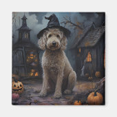 Goldendoodle pompoenen Halloween eng Magneet (Voorkant)
