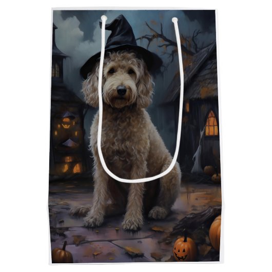 Goldendoodle pompoenen Halloween eng Medium Cadeauzakje (Achterkant)