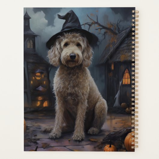 Goldendoodle pompoenen Halloween eng Planner (Achterkant)