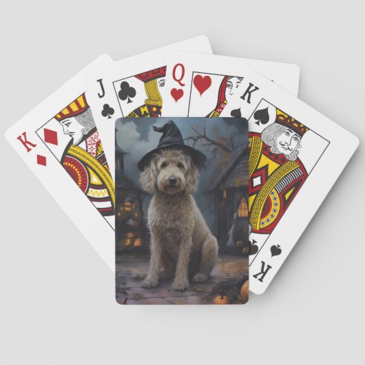 Goldendoodle pompoenen Halloween eng Pokerkaarten (Achterkant)