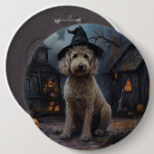 Goldendoodle pompoenen Halloween eng Ronde Button 6,0 Cm (Voorkant /achterkant)