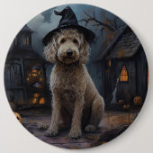 Goldendoodle pompoenen Halloween eng Ronde Button 6,0 Cm (Voorkant)
