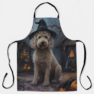 Goldendoodle pompoenen Halloween eng Schort