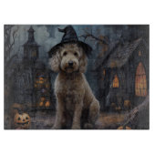 Goldendoodle pompoenen Halloween eng Snijplank (Voorkant)