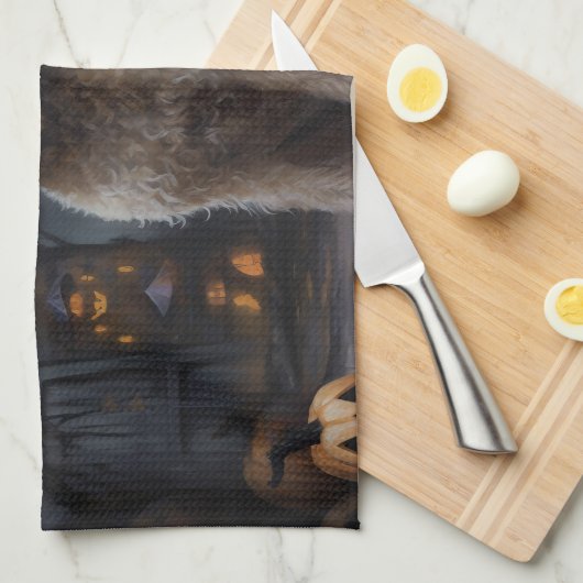 Goldendoodle pompoenen Halloween eng Theedoek (Quarter Fold)