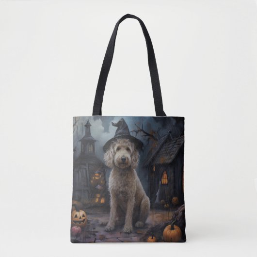 Goldendoodle pompoenen Halloween eng Tote Bag (Voorkant)