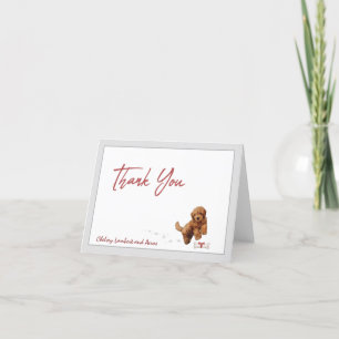 Goldendoodle Puppy Dog Personaliseert Bone Ribbon  Bedankkaart