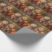 Goldendoodle Puppy Herfst Delight Pompoen Cadeaupapier (Hoek)