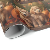 Goldendoodle Puppy Herfst Delight Pompoen Cadeaupapier (Rol Hoek)