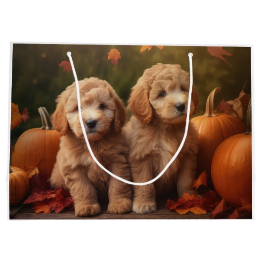 Goldendoodle Puppy Herfst Delight Pompoen Groot Cadeauzakje (Achterkant)