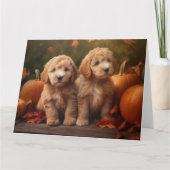 Goldendoodle Puppy Herfst Delight Pompoen Kaart (Voorkant)