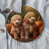 Goldendoodle Puppy Herfst Delight Pompoen Ronde Button 6,0 Cm (In situ)