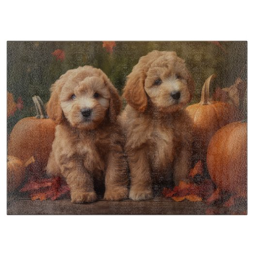 Goldendoodle Puppy Herfst Delight Pompoen Snijplank (Voorkant)