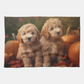 Goldendoodle Puppy Herfst Delight Pompoen Theedoek (Horizontaal)