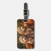 Goldendoodle Puppy Herfst Plezier Pompoen Bagagelabel (Voorkant verticaal)