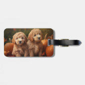 Goldendoodle Puppy Herfst Plezier Pompoen Bagagelabel (Achterkant horizontaal)