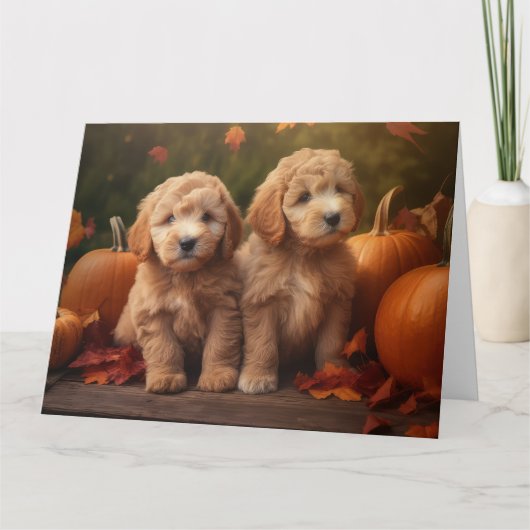 Goldendoodle Puppy Herfstpracht Pompoen  Kaart (Voorkant)