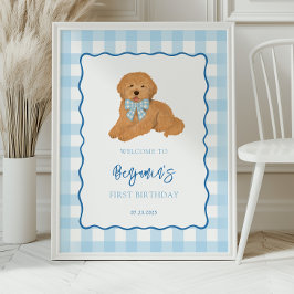 Goldendoodle Puppy Honden Verjaardagsfeest Verwelk Poster