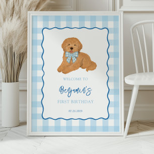 Goldendoodle Puppy Honden Verjaardagsfeest Verwelk Poster