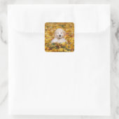 Goldendoodle Puppy In Fall Leaves Vierkante Sticker (Tas)