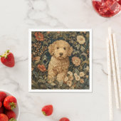 Goldendoodle Puppy in William Morris Style Garden Servet (Insitu)
