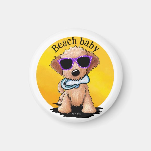 Goldendoodle Puppy Strand Magneet (Voorkant)