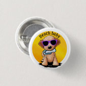 Goldendoodle Puppy Strand Ronde Button 3,2 Cm (Voorkant /achterkant)