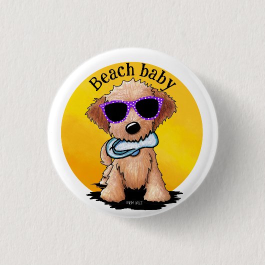 Goldendoodle Puppy Strand Ronde Button 3,2 Cm (Voorkant)