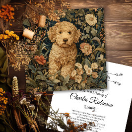 Goldendoodle Puppy William Morris Style Party Bedankkaart